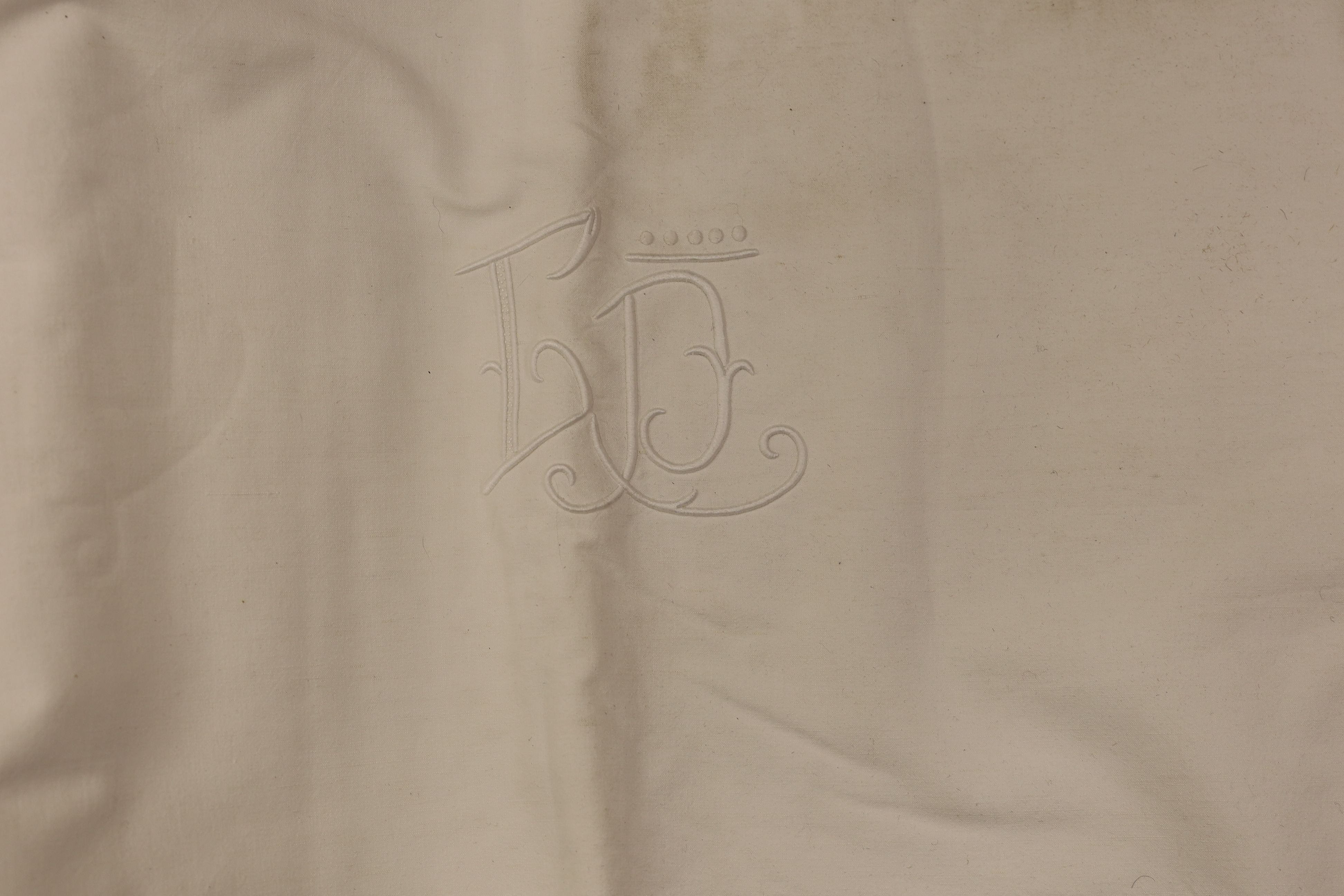 Six embroidered linen sheets